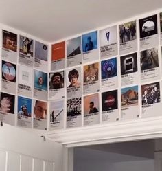 a wall with many different pictures on it