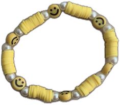 Smiley Face Round Jewelry For Friendship, Cheerful Smiley Face Jewelry For Everyday, Round Smiley Face Jewelry For Friendship, Smiley Face Round Beads Friendship Jewelry, Trendy Yellow Bracelets With Smiley Face, Casual Yellow Beaded Bracelets With Smiley Face, Cheerful Smiley Face Bracelets For Everyday, Adjustable Yellow Smiley Face Bracelet, Adjustable Smiley Face Round Bead Jewelry