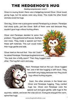 the hedgehog's hug poem is shown in this image