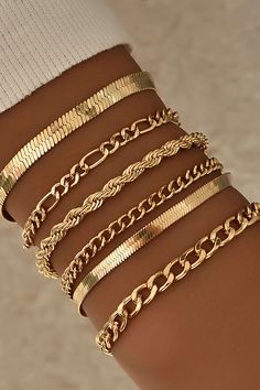 This item is  			In Stock 		 		 			We will ship your item right away. 		 	  	 	Details 		 			Occasion 			Casual 		 		 			Category 			Jewelry 		 		 			Material 			100% Alloy Customize Bracelet, Texture Metal, Gold Bracelet Set, Beach Anklets, Snake Chain Bracelets, Jewelry Lookbook, Watches Women Fashion, Cuban Chain