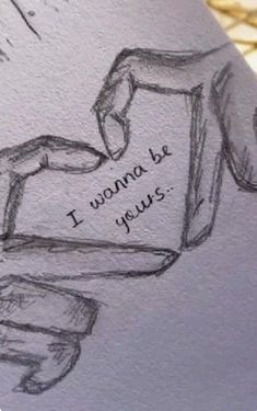 a drawing of a woman's hand holding a box with the words i would be yours