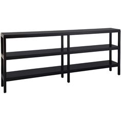 a black shelf with two shelves on each side and one shelf below the shelf is empty