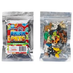 two bags of small plastic toy animals