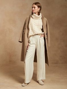 High-Rise Wide-Leg Pant | Banana Republic Minimalist Women, Pinstripe Pants, Leather Pant, Grey Dress Pants, Fashion Female, Wide Leg Cropped Pants, Pants Large, Banana Republic Women, Banana Republic Pants