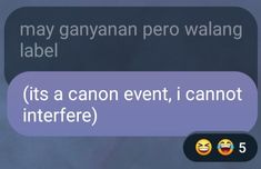 two text messages with different emoticions in the middle one says it's a canon event, i cannot interfere