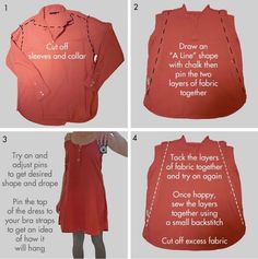 instructions for how to sew a dress with sleeves and collars on the back