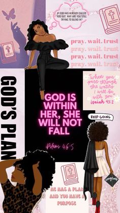 a collage of different images with the words god is within her she will not fall