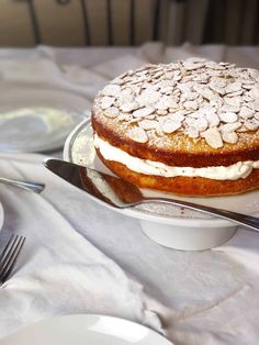 a cake sitting on top of a white plate