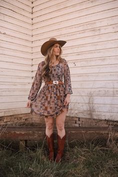 Scroll Down To Choose Your Sizes: Western Wedding Outfits Guest Fall, Cowgirl Dress Outfits, Dress With Cowboy Boots Wedding Guest, Coastal Cowgirl Dress, Cowboy Boot Outfits Women, Western Dress Outfits, Cowgirl Boots And Dress Outfit, Feminine Cowgirl, Dresses With Cowgirl Boots