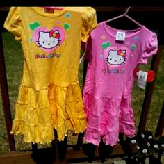 From The Hollywood Hello Kitty Boutique. Pink Or Yellow. Nwt. I Shouldn't Have Selected That Color For The First Picture, They Are Not That Shade. They Look Just Like The Other Picture. And They Are Only Wrinkled From Being In The Packages. Easy Care, Soft Material. I Always Hang All Of Our Dresses/Tops To Dry And Never Deal With Wrinkles. I Will Always Combine Shipping And Consider Reasonable Offers. Fun Yellow Cotton Dress, Spring Cotton Dress With Hello Kitty Print, Playful Yellow Short Sleeve Dress, Playful Cotton Dress With Hello Kitty Print, Cute Short Sleeve Dresses With Hello Kitty Print, Casual Hello Kitty Print Dress For Spring, Hello Kitty Dress, Hollywood Dress, Kitty Clothes