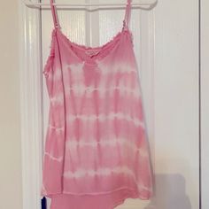 Super Soft Pink Tie Dye Tank With Adjustable Straps. Distressed Detail On The Neckline. Slightly Longer In Back. Would Look Adorable With White Jeans Or Pants. Nwt. Casual Pink Camisole For The Beach, Mint Green Tops, Black Button Up Shirt, Sleeveless Peplum Top, Blue Chevron, Oversized Blouse, Pink Tie, Pink Tie Dye, Sleeveless Bodysuit