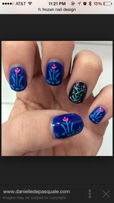 Anna nail design! #frozen Anna Nails Frozen, Frozen Theme Nails, Frozen Nail Designs, Anna Nails, Disney Running Outfits, Disney Themed Nails, Princess Anna Frozen, Frozen Musical