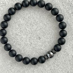 Bracelet Man, Slide Bracelet, Wood Bracelet, Onyx Bracelet, Mens Beaded Bracelets, Hematite Beads, Onyx Bead, Beaded Stretch Bracelet, Agate Beads