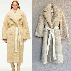 Zara Collection Ecru Cream Off-White Shearling Sherpa Textured Long Faux Fur Belted Wool Coat Thick Warm Belted Trench Coat Xs/S Limited Edition Pockets Very Thick & Warm/ Bulky Lined Faux Leather Tie Belt Security Tag Imprint On Back Of Belt, Otherwise Excellent Condition White Shearling Outerwear With Faux Fur Trim, White Shearling Long Sleeve Outerwear, Winter White Shearling Outerwear, White Shearling Outerwear For Winter, White Shearling Outerwear For Fall, White Sheepskin Outerwear For Winter, White Sheepskin Winter Outerwear, White Shearling Fur Coat, White Sheepskin Fur Coat For Fall