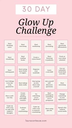 30 Day Glow Up Challenge, Glow Up Challenge, Vision Board Book, Day Glow, Self Confidence Tips, روتين العناية بالبشرة, Confidence Tips