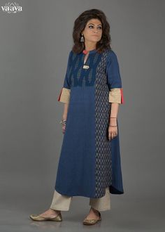 Cotton Odisha Saree, Kurti Styles, Art Inspiration Ideas, Ikkat Dresses, Ikat Dress, Kurta Style, Long Kurti Designs, Kurta Neck Design