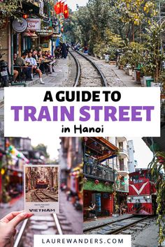 a guide to trainstreet in hanjo, japan with text overlaying the image