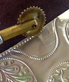 a close up of a metal object on a table