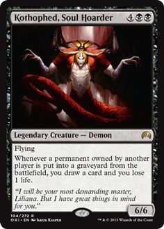 a card with an image of a demon