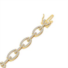 Crafted in 10.8336 grams of 14K Gold, the bracelet contains 212 stone of Round Natural Diamond with a total of 2.33 carat in G-H color and I1-I2 clarity. This jewelry piece will be expertly crafted by our skilled artisans upon order. Allow us a shipping time frame of up to 20 days after payment clearance, as we devote the necessary time and care to create your piece. Everyday Necklace, Tennis Necklace, Gemstone Bracelets, Huggies Earrings, Long Earrings, Link Chain, Gemstone Necklace, Gemstone Earrings, Cuff Bracelet