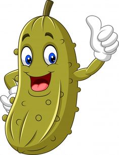 a cartoon pickle character giving a thumbs up