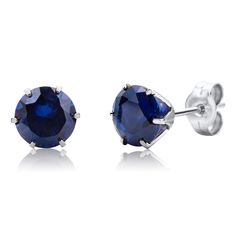 PRICES MAY VARY. Product information; 14K Solid White Gold, Created Sapphire with Push back closure. 0.65gr total weight , Width 6.5mm, Height 6.5mm Quality; These classic round 6 prongs stud earring, comfortable for daily wear are crafted in high quality solid white gold and are therefore anti-allergic and gentle on the skin . Please note that weights and dimensions may vary slightly due to handmade production. Fit; Charming round stud earrings for radiant, classic and timeless elegance, the pe Everyday Stud Earrings, Navy Blue Earrings, Everyday Earrings Studs, Sapphire Earrings Studs, Special A, Sapphire Studs, Round Sapphire, White Gold Sapphire, Circle Earrings Studs