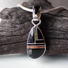 Onyx, Red Opal & Sterling Silver Inlay Pendant by Navajo Artist Marie Native American Jewellery, Silversmithing Jewelry, Inlay Design, Inlay Jewelry, Red Opal, Zuni Jewelry, Metalsmithing Jewelry, Fused Glass Jewelry, Rocks And Gems