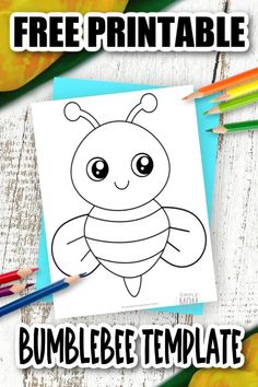 the free printable bumbee bee coloring page for kids to color and practice with