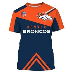 the denver football team jersey is shown in blue and orange with an orange stripe on the chest