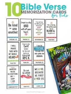 the ten bible verse memory cards for kids to use on their own school desks