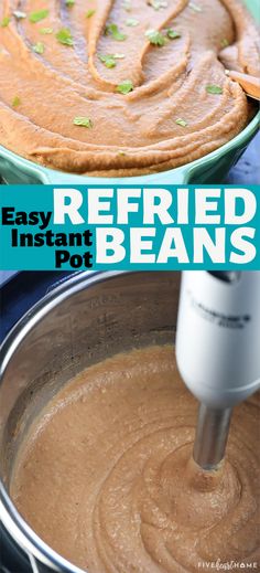 Instant Pot Refried Beans, two-photo collage with text. Thanksgiving Side Dishes Easy, Instant Pot Dinner Recipes, Trending Recipes, Instapot Recipes, Instant Pot Pressure Cooker