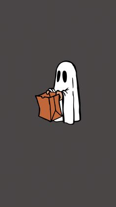 a ghost with a bag in it's hand is holding something up to its mouth