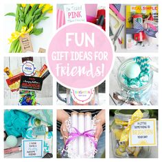 a collage of pictures with the words fun gift ideas for friends