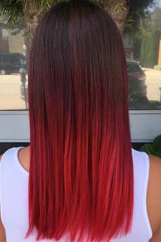 Ombre Hair Straight, Red Balayage, Bright Hair Colors, Ombré Hair