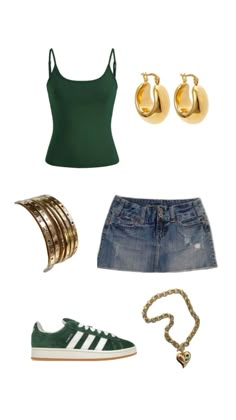 Reading Festival Outfit Ideas, Concert Outfit Green, Wallows Concert Outfit Ideas, Holiday Outfits Summer, Clothes Pictures, Outfit Inspo Summer, Outfit Inspo Casual, Miniskirt Outfits, Adidas Outfit