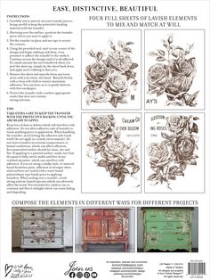 the back cover of an old dresser with roses on it and other designs in different colors