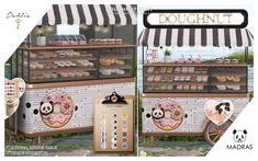 an image of a doughnut stand with pandas on it