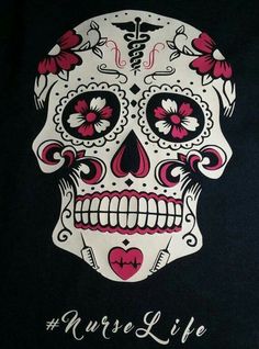 a t - shirt with a skull on it that says nurse life