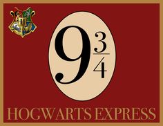 the hogwart's express logo is shown on a red and gold background with harry potter crest