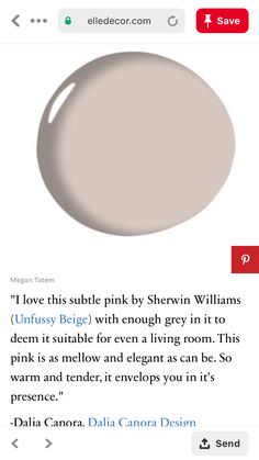 an image of a white oval with the words, i love this subtle pink by sheryln williams