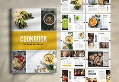 the cookbook is open and ready to be used as a brochure or book