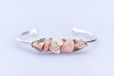 Pink Opal with Pyrite Silver Cuff Open Bangle Bracelet/Modern Boho Bangle/pink/coral/yellow/Raw Crushed Pyrite/raw Unique Pink Bracelets With Natural Stones, Unique Adjustable Pink Cuff Bracelet, Adjustable Bohemian Pink Opal Jewelry, Adjustable Pink Opal Bracelet, Open Bangle Bracelet, Boho Bangle, Raw Gemstone Jewelry, Raw Rose Quartz, Crystal Bangle