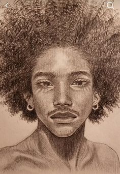 a drawing of a man with an afro