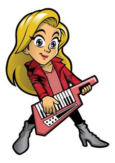 Girl playing keytar stock illustration Vector Girl, Girl Silhouette, Retro Background, Vector Background Pattern, Party Poster, Girls Play, Cartoon Character Design, Aang