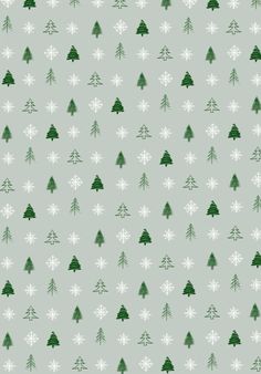 a green and white christmas tree pattern with snowflakes