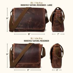 Large Messenger Bag (Dark Oak) | Buffalo Jackson Mens Leather Satchel, Buffalo Jackson, Leather Shoulder Bag Men, Iron Hardware, Bag Dark