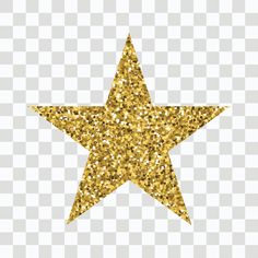 a gold glitter star on a transparent background