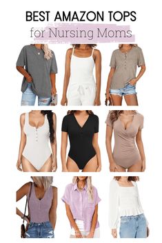 Discover the ultimate collection of nursing-friendly tops on Amazon that seamlessly combine comfort and style. Whether you're a new mom or an experienced one, these tops are a must-have for your wardrobe. Click through to explore the best options for easy and discreet nursing, available at your fingertips! Nursing Mom Outfits, Tops From Amazon, Nursing Tops Breastfeeding, Nursing Friendly Outfits, Best Nursing Bras, Nursing Friendly Tops, Breastfeeding Fashion, Nursing Fashion