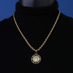 - Brand New Necklace + Pendant - Real 14k Gold-Plated - 20" Rope Necklace - High Quality, Will Not Tarnish - Reasonable Offers Accepted Gold-plated Rope Chain Jewelry With Round Pendant, Gold Plated Rope Chain Jewelry With Round Pendant, Gold Plated Rope Chain With Round Pendant, Yellow Gold Medallion Necklace With Rope Chain, 14k Gold Medallion Necklace With Rope Chain, 14k Gold Rope Chain Pendant Jewelry, Luxury Round Rope Chain Necklaces, Formal Rope Chain Pendant Jewelry, Damascus Steel Wedding Band