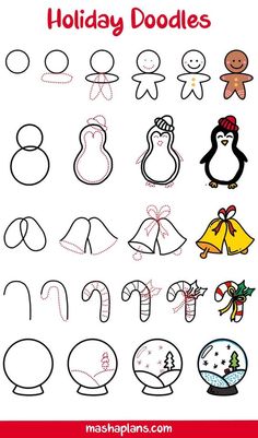 christmas doodles for kids to learn how to draw the letters and numbers in this holiday doo